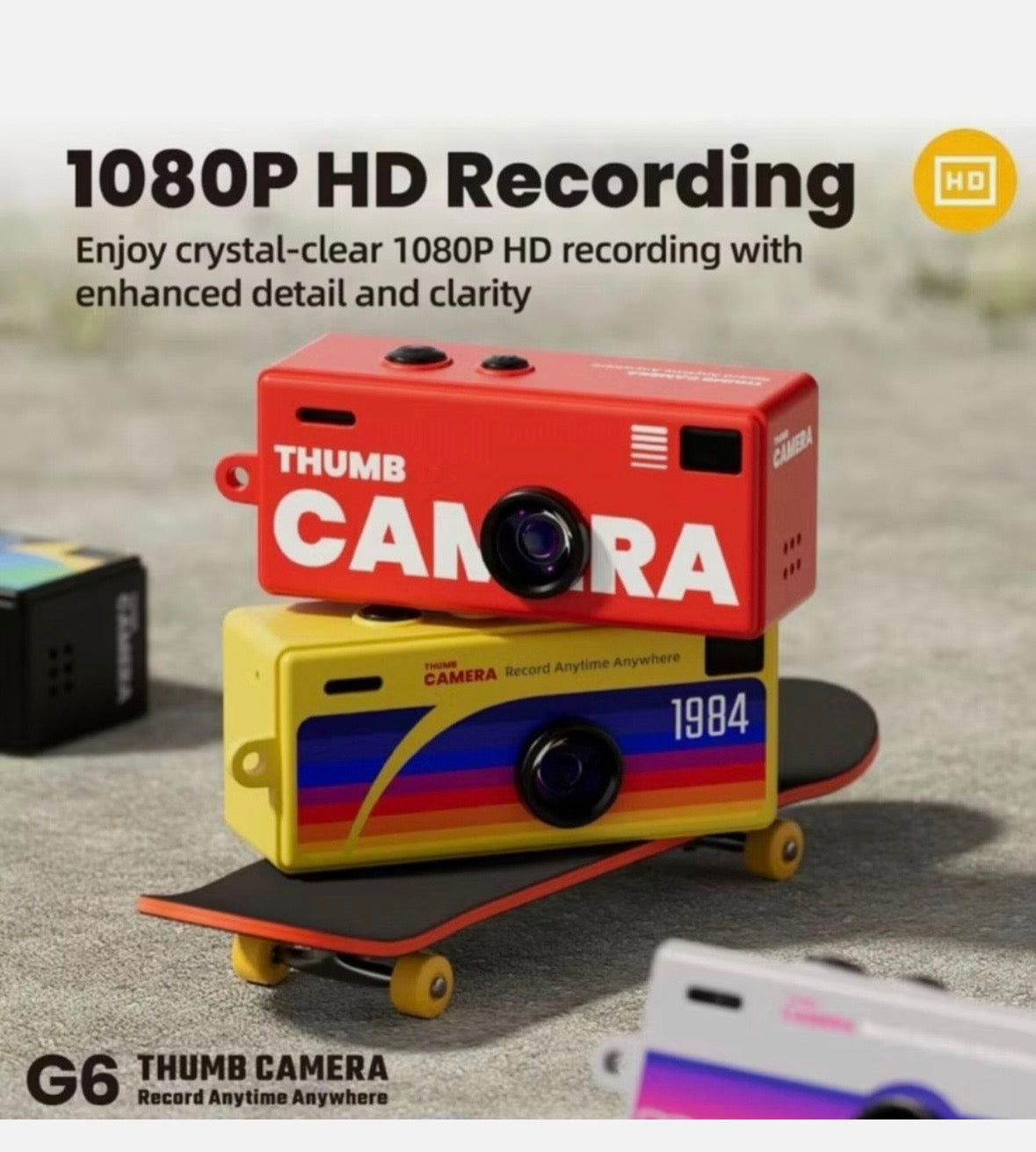 G6 Retro Mini Camera 1080P HD | Portable Digital Thumb Camera